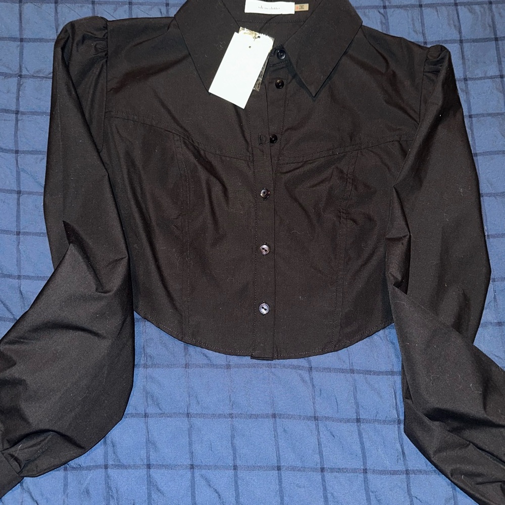 Western cropped button up dress shirt